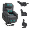 HOMCOM Electric Power Lift Recliner Chair Vibration Massage Reclining Chair with Remote Control and Side Pocket, Dark Grey