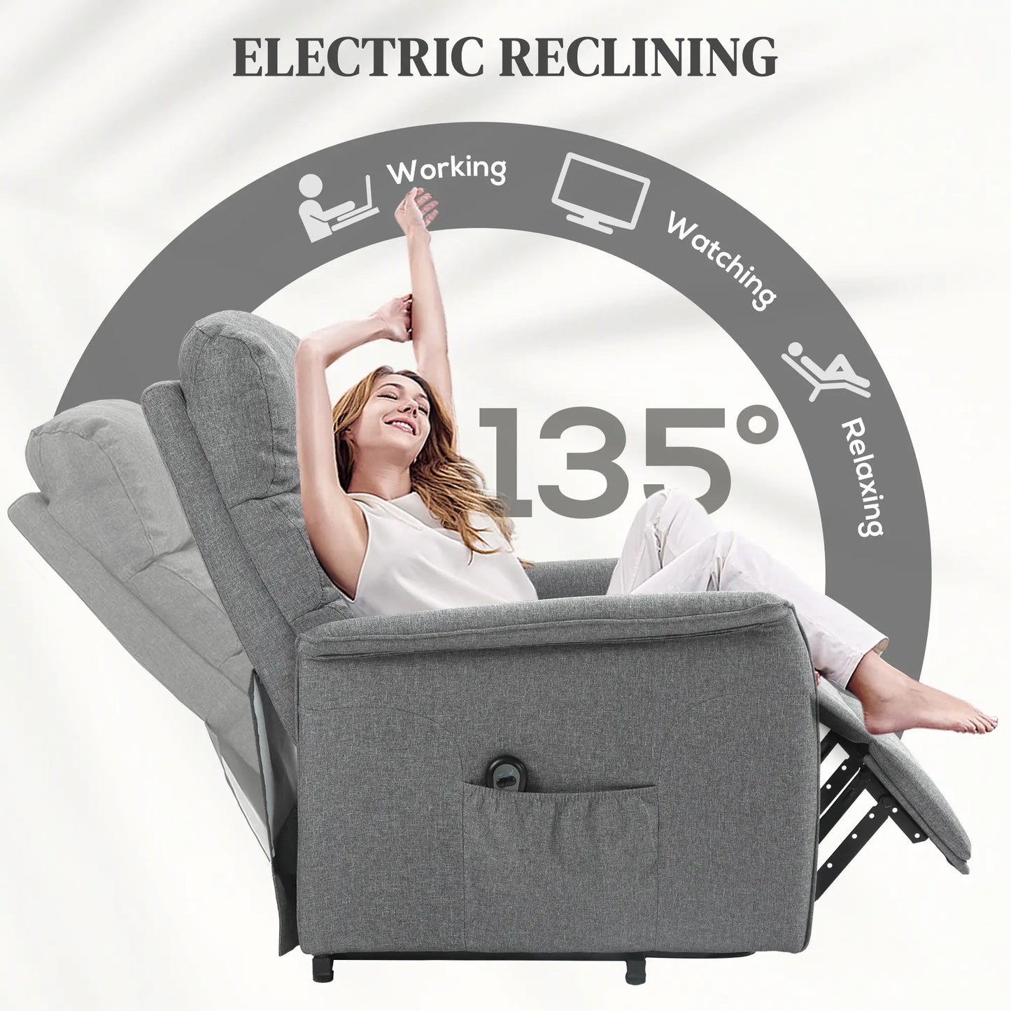 HOMCOM Electric Riser Recline Armchair, with Footrest - Grey