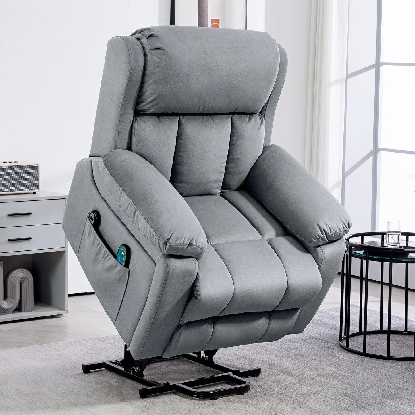 HOMCOM Eight Massage Point Electric Reclining Lift Chair, with Remote - Grey