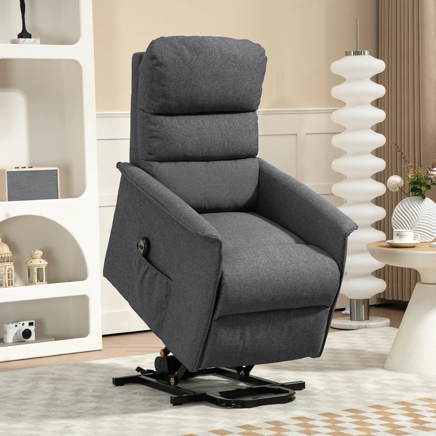 HOMCOM Electric Riser Recline Armchair, with Footrest - Dark Grey