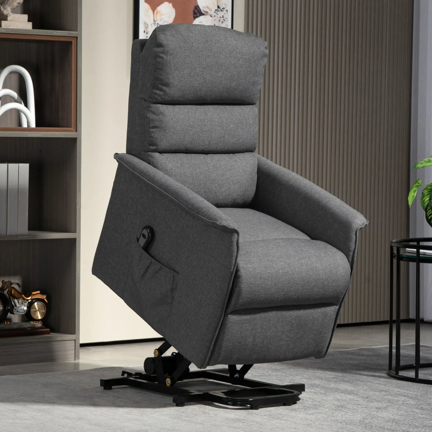 HOMCOM Electric Riser Recline Armchair, with Footrest - Dark Grey