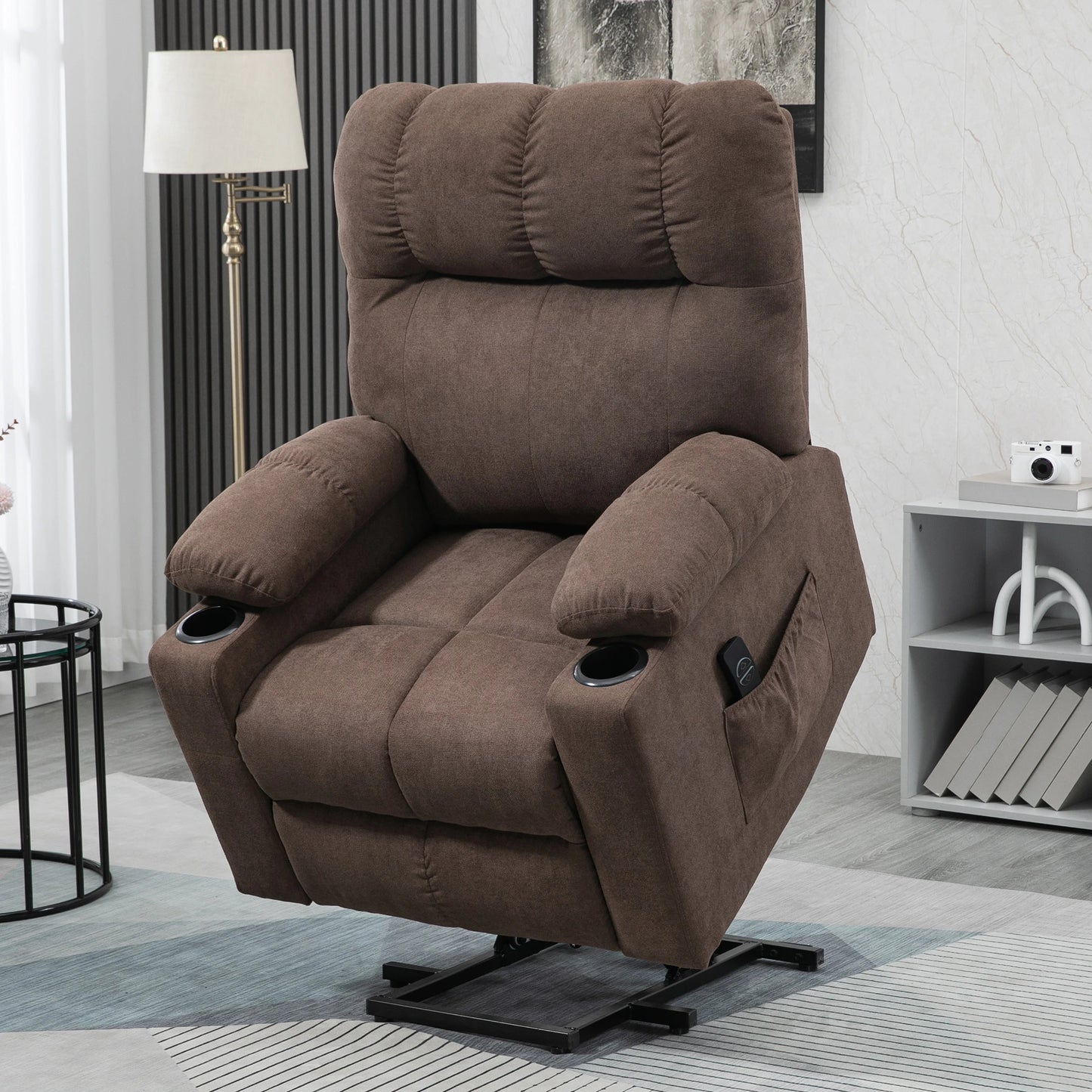 HOMCOM Electric Riser and Recliner Chair for Elderly, Power Lift Recliner Chair with Remote Control, Dark Brown