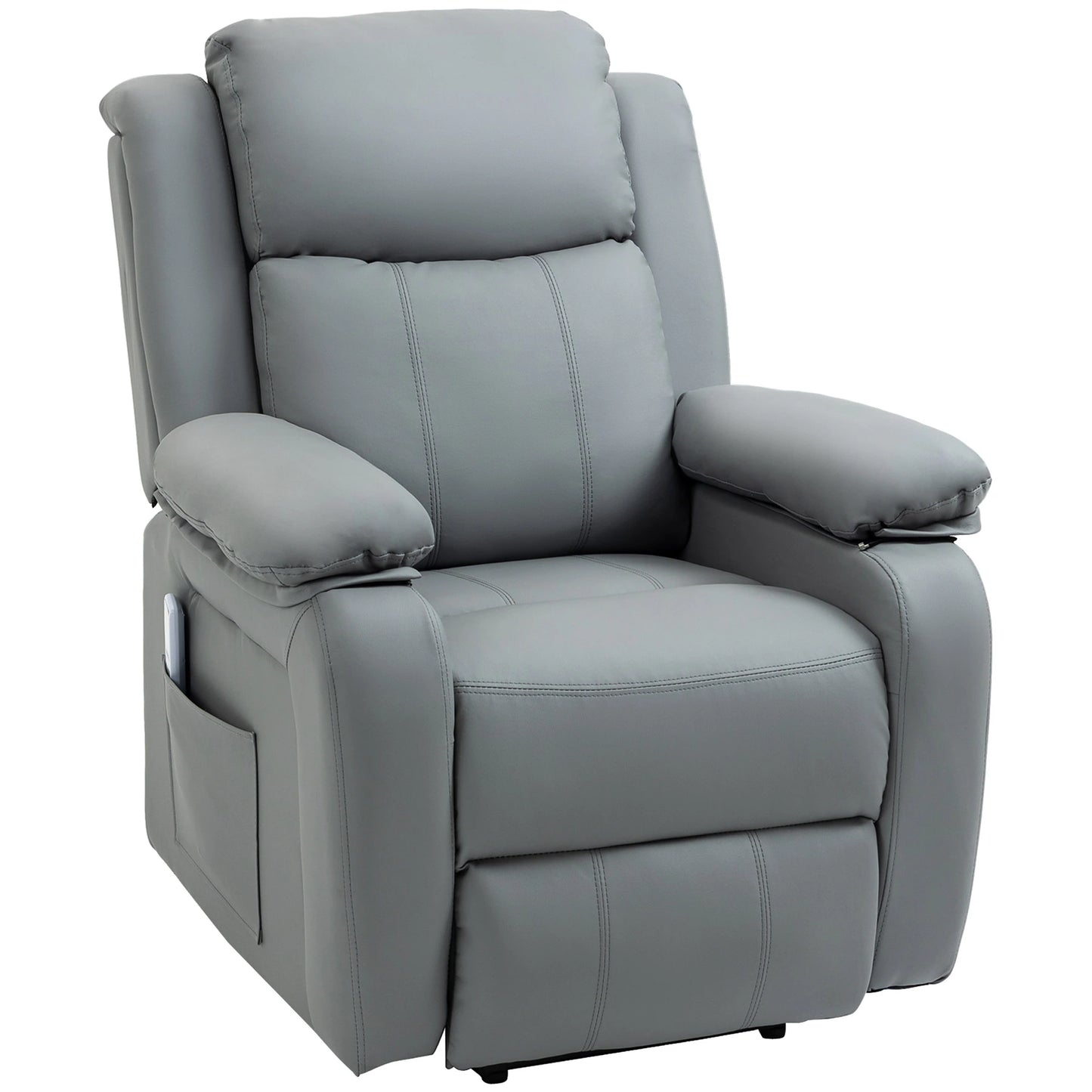 HOMCOM Electric Power Lift Recliner Chair Vibration Massage Reclining Chair with Remote Control and Side Pocket, Grey