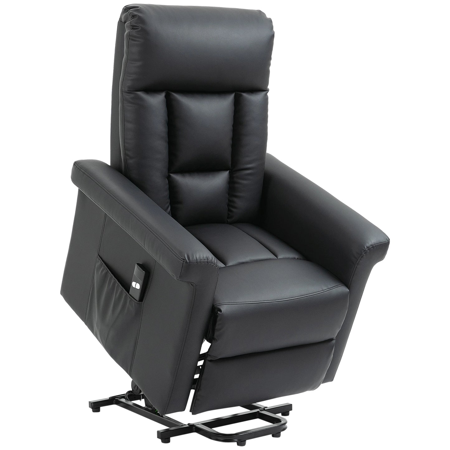 HOMCOM Power Lift Chair, PU Leather Recliner Sofa Chair for Elderly with Remote Control, Side Pocket, Black